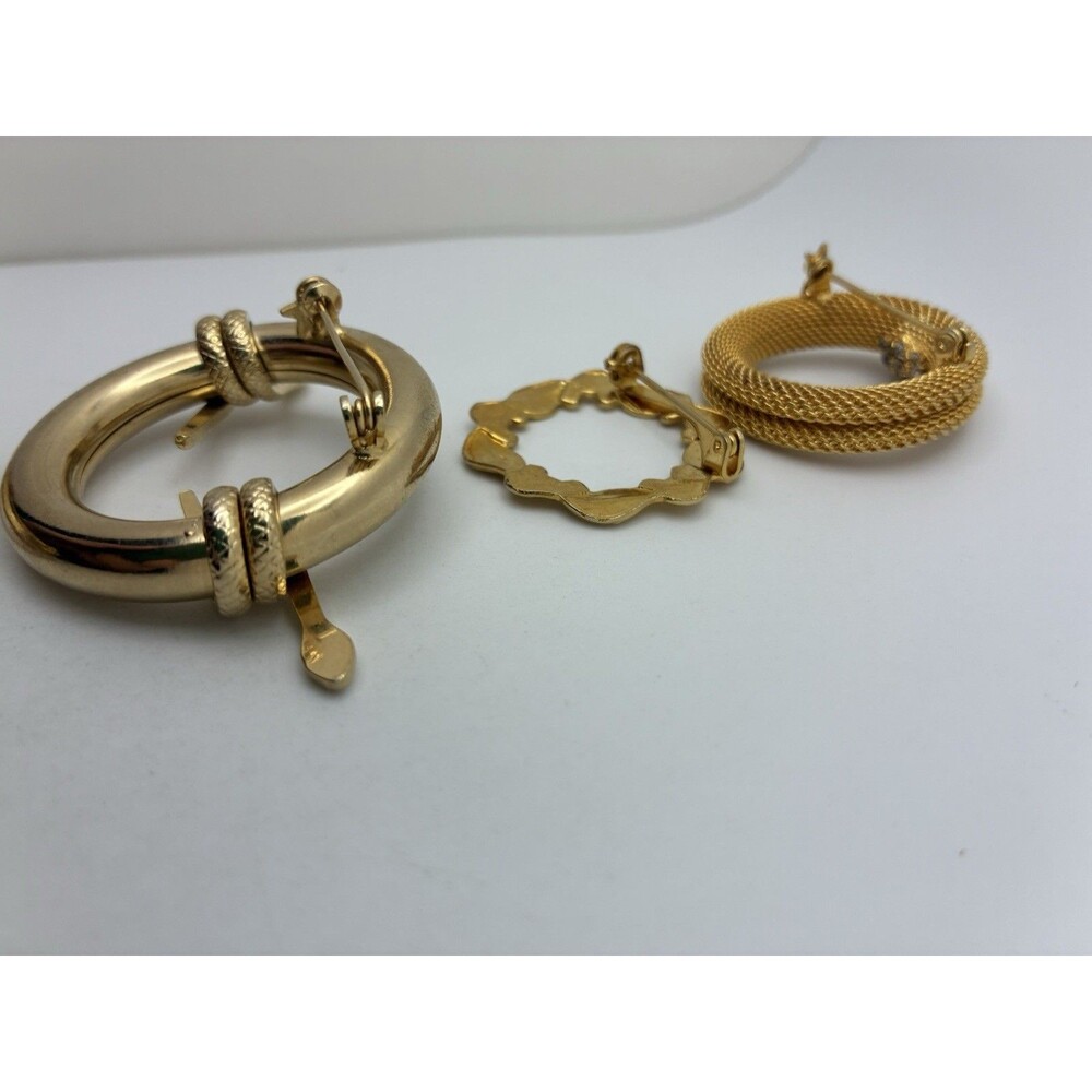 5 Brooch Lot Gold Tone Round Vintage Unsigned Snake Flower Pearl Leaf Wreath - Picture 14 of 14